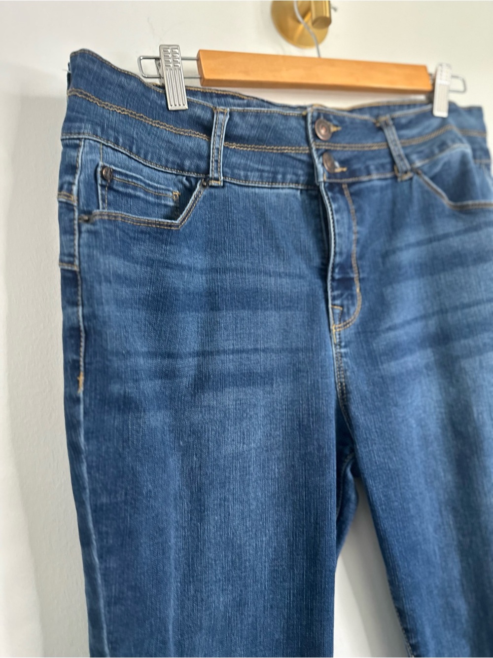 Curve Appeal Scott High Rise Skinny Jeans 16/33 Stretch Y2K Double Button - Picture 3 of 14